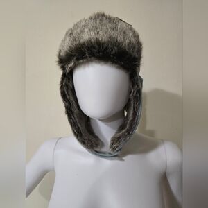True Religion Kids Faux Fur Trapper Hat - Gray and Black